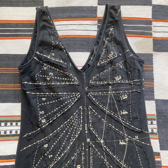 Isabel De Pedro Pencil Midi Dress. Silk Appliqué. Cotton Blend. Size 8. Boho. - Picture 12 of 16